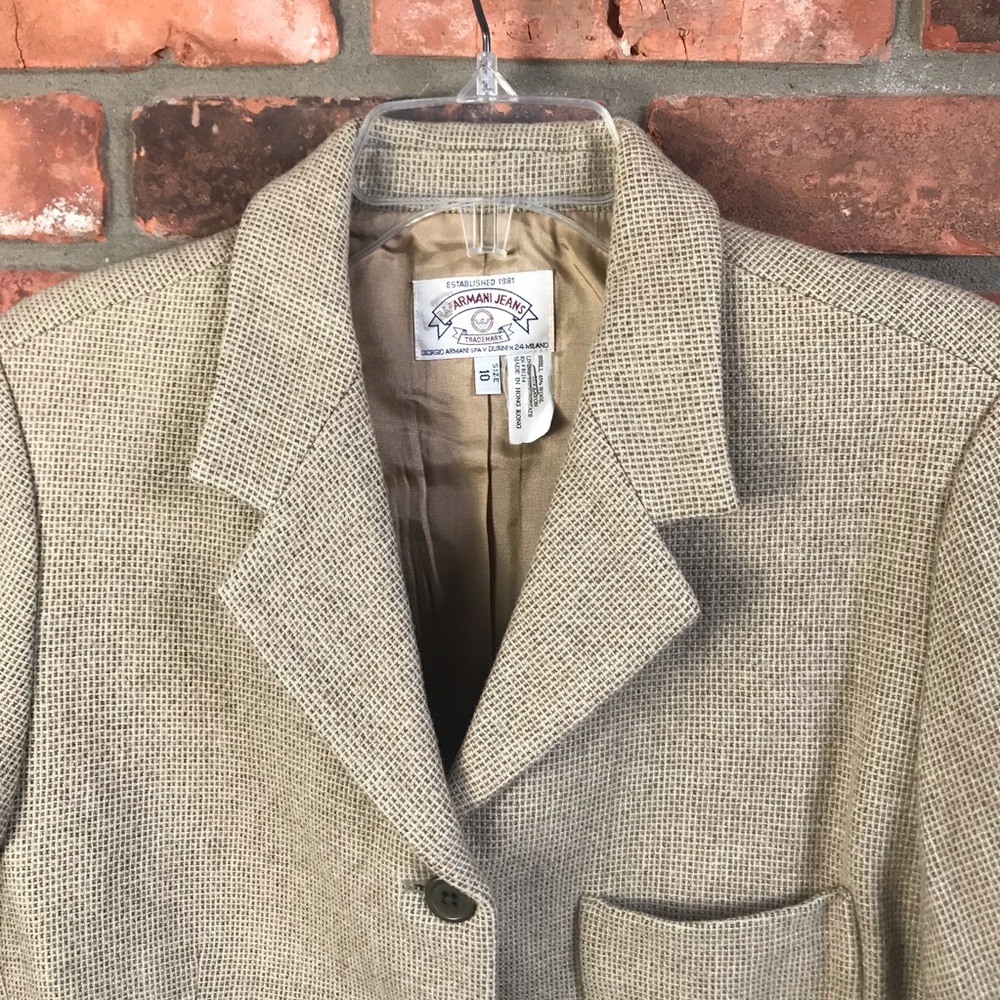 Giorgio Armani Jeans Y2K Wool Blazer Jacket Boxy Single Breast Lined Sport Coat - Picture 3 of 15